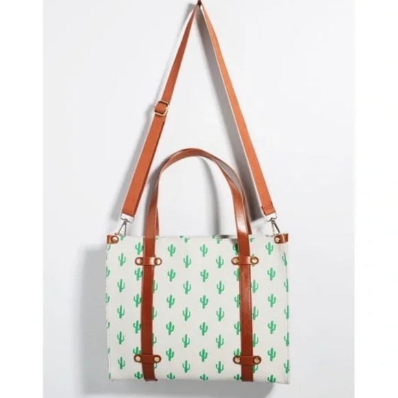 NEW Modcloth Camp Director Tote in Cactus - Carry All Satchel Cross Body Work - Picture 4 of 5